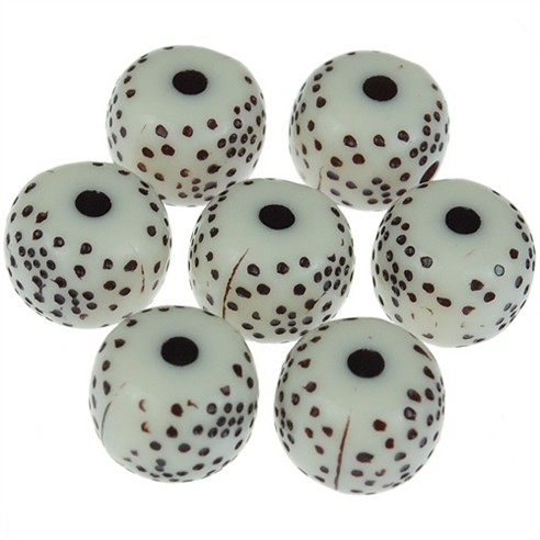 Koraliki kulki w kropki / akrylowe / ecru / 9x7mm / 20,1g / 50szt-11384