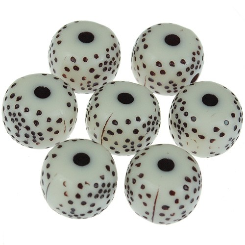 Koraliki kulki w kropki / akrylowe / ecru / 9x7mm / 20,1g / 50szt-11384