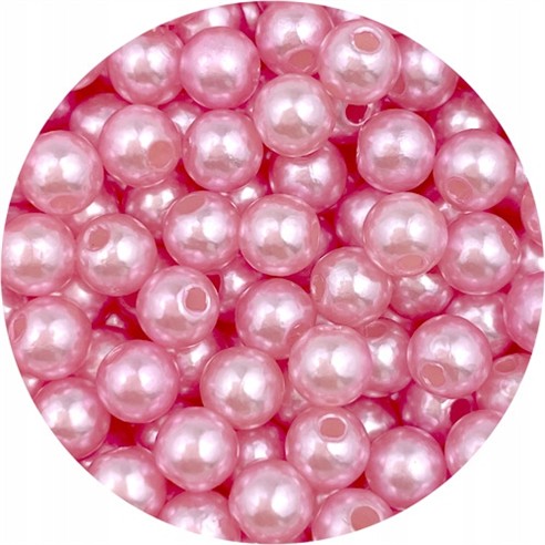 Koraliki kulki perełki perły / akrylowe / j.różowe / 6mm / 9.9g / 100szt-13075