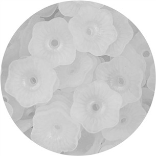 Koraliki mrożone kwiatki / akrylowe / białe / 11x4m / 12.9g / 100szt-13186