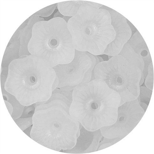 Koraliki mrożone kwiatki / akrylowe / białe / 11x4m / 12.9g / 100szt-13186