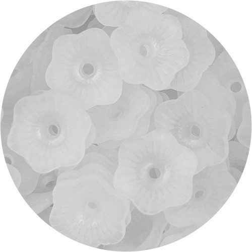 Koraliki mrożone kwiatki / akrylowe / białe / 11x4m / 12.9g / 100szt-13186