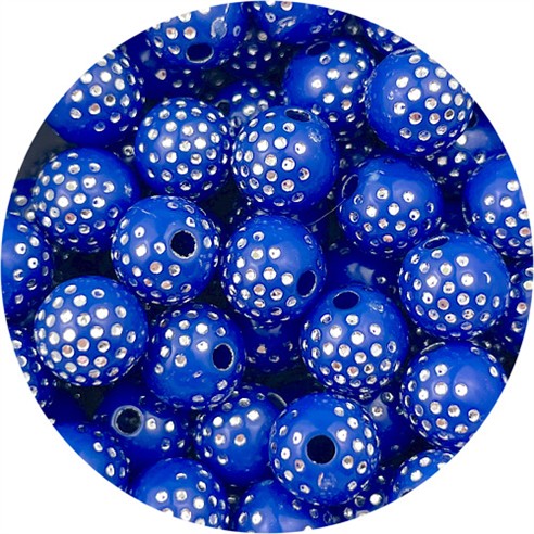 Koraliki kulki zdobione ala cyrkonie / akrylowe / c.niebieskie / 8mm / 50szt-13044