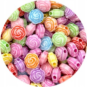 MIX koraliki kwiatki róże / akrylowe / 7x5mm / 16,0g / 100szt-12604