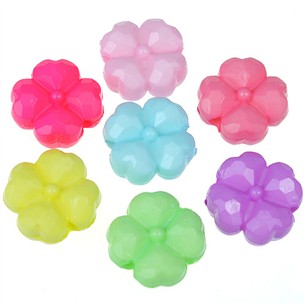 MIX koraliki pastelowe kwiatki 14x7mm / akrylowe / multikolor / 20szt-8972