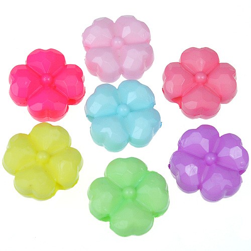 MIX koraliki pastelowe kwiatki 14x7mm / akrylowe / multikolor / 20szt-8972