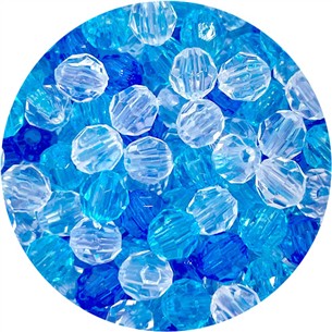 MIX koraliki akrylowe fasetowane / biało-niebieskie / 6mm / 10.2g / 100szt-13251
