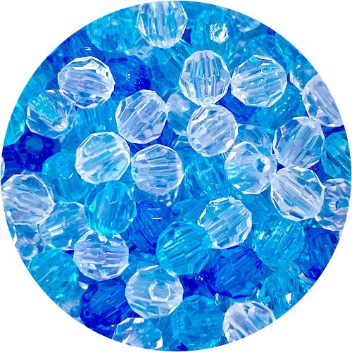 MIX koraliki akrylowe fasetowane / biało-niebieskie / 6mm / 10.2g / 100szt-13251