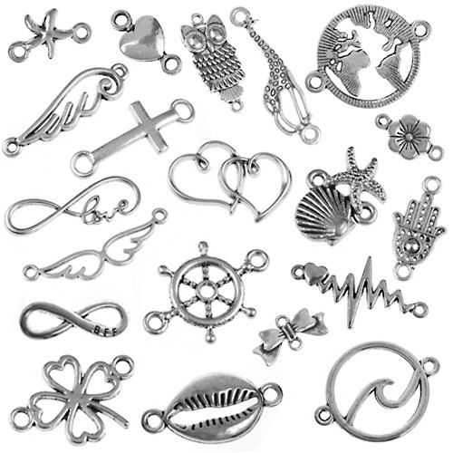 Zestaw łączniki do biżuterii bransoletek srebrne 20szt-13263