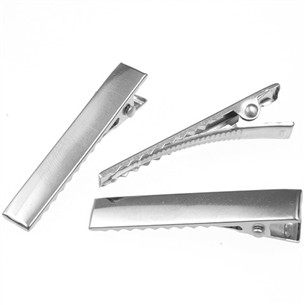 Spinka krokodylek 41x7x10mm / metalowa / srebrna / 20szt-9145