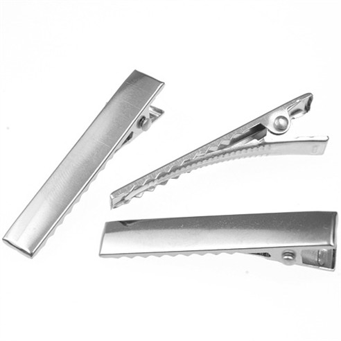 Spinka krokodylek 41x7x10mm / metalowa / srebrna / 20szt-9145