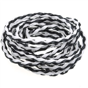 Rzemień jubilerski pleciony 3mm / ekologiczny /  biało-czarny / 5m-8596