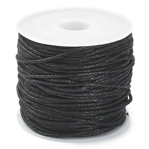 Sznurek woskowany jubilerski 1mm czarny rolka 20m 1szt-13599