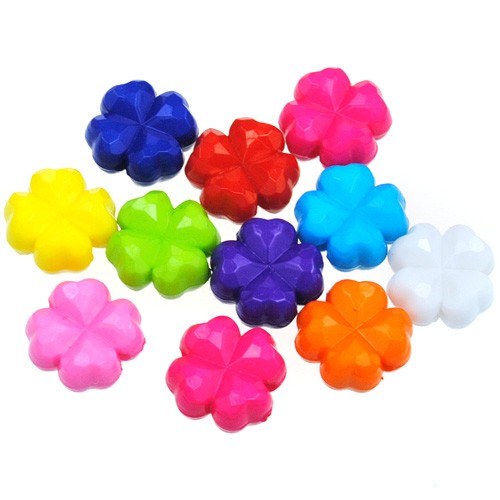 Koraliki koniczynki / akrylowe / multikolor / 11x11x6mm / 42,6g / 100szt-8384
