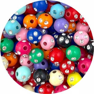 MIX koraliki kule a'la cyrkonie / akrylowe / 8mm / 23,6g / 100szt-12574