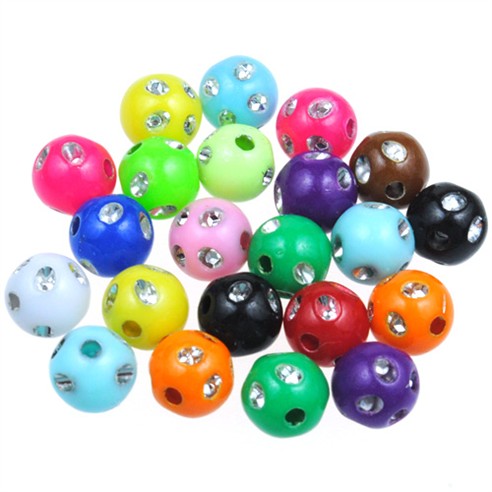 MIX koraliki kule a'la cyrkonie / akrylowe / 8mm / 23,6g / 100szt-7983