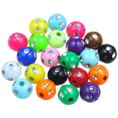 MIX koraliki kule a'la cyrkonie / akrylowe / 8mm / 23,6g / 100szt-7983