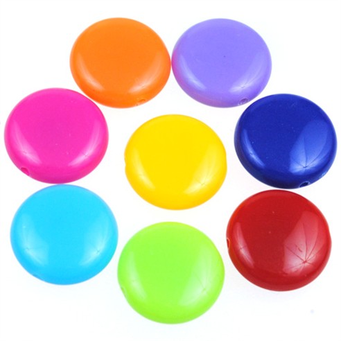 MIX koraliki płaskie monety pastylki / akrylowe / 14x5mm / 32,8g / 50szt-7984