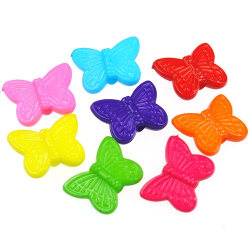 MIX koraliki motylki / akrylowe / multikolor / 14x11mm / 23,8g / 100szt-8382