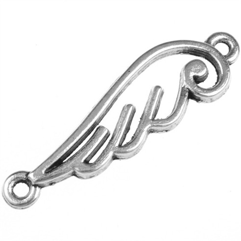 Łącznik skrzydełko / stop metalu / srebrny / 33x9mm / 4szt-11458