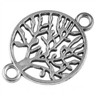 Łącznik drzewko szczęścia / stop metalu / srebrny / 23x16mm / 6szt-11547