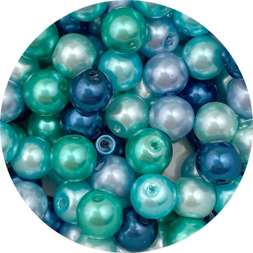 MIX zestaw koraliki szklane perełki 8mm 70szt w słoiczku-13277