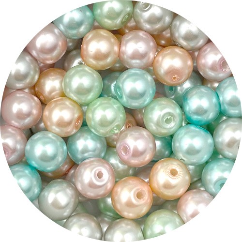 MIX zestaw koraliki szklane perełki 8mm 70szt w słoiczku-13294