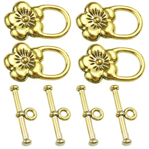 Zapięcie do bransoletki kwiatek metalowe złote 22mm 4kpl-13635