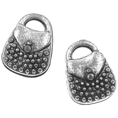 Zawieszka torebka wisiorek akrylowa srebrna 13x10mm 15g 50szt-12399