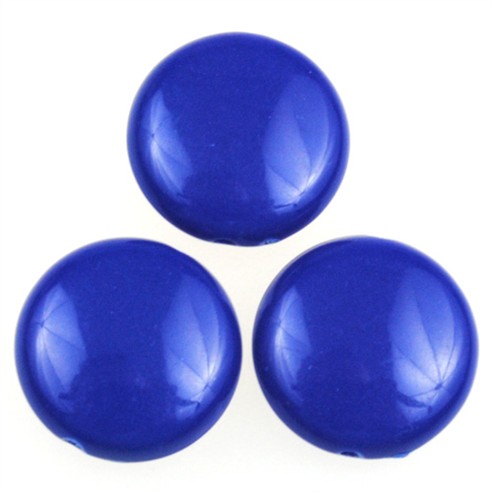 Koraliki płaskie monety pastylki akrylowe niebieskie 14x5mm 20szt-7868