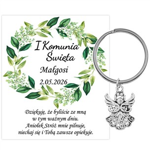 PODZIĘKOWANIE dla gości breloczek Brelok 1 KOMUNIA ŚWIĘTA ANIOŁEK PAMIĄTKA 2A-13657