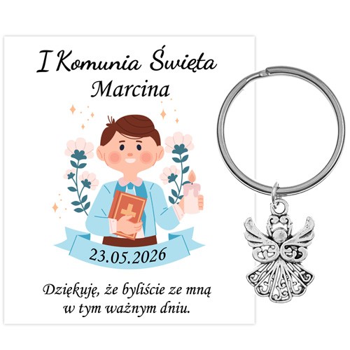 PODZIĘKOWANIE dla gości breloczek Brelok 1 KOMUNIA ŚWIĘTA ANIOŁEK PAMIĄTKA 2E-13661
