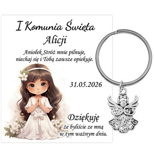 PODZIĘKOWANIE dla gości breloczek Brelok 1 KOMUNIA ŚWIĘTA ANIOŁEK PAMIĄTKA 2J-13666