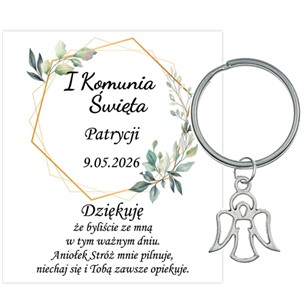 PODZIĘKOWANIE dla gości breloczek Brelok 1 KOMUNIA ŚWIĘTA ANIOŁEK PAMIĄTKA 3C-13669