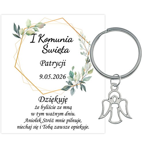PODZIĘKOWANIE dla gości breloczek Brelok 1 KOMUNIA ŚWIĘTA ANIOŁEK PAMIĄTKA 3C-13669