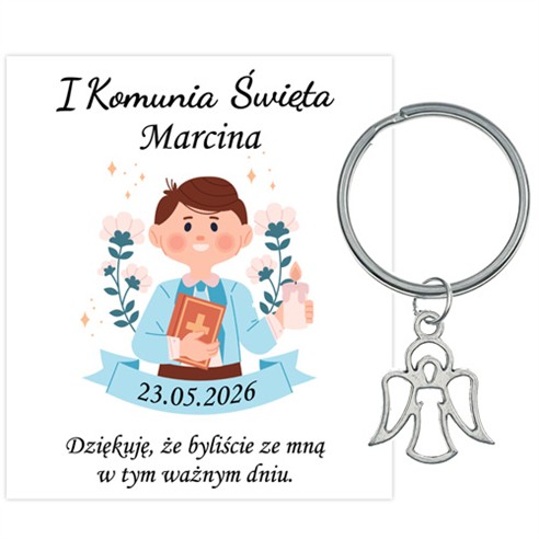 PODZIĘKOWANIE dla gości breloczek Brelok 1 KOMUNIA ŚWIĘTA ANIOŁEK PAMIĄTKA 3E-13671