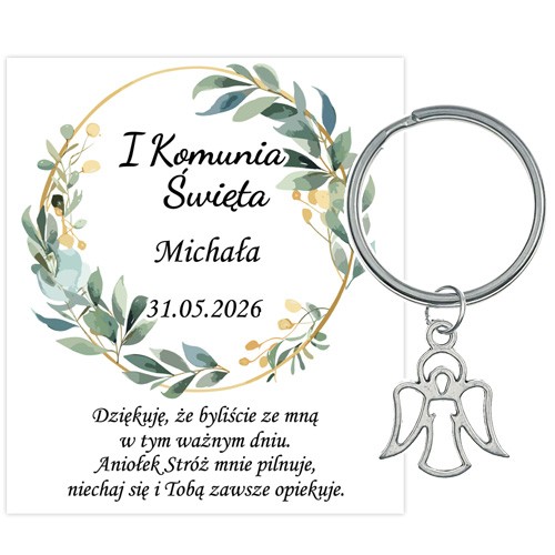 PODZIĘKOWANIE dla gości breloczek Brelok 1 KOMUNIA ŚWIĘTA ANIOŁEK PAMIĄTKA 3F-13672