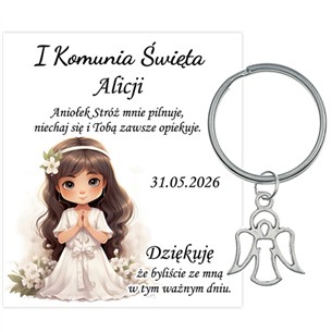 PODZIĘKOWANIE dla gości breloczek Brelok 1 KOMUNIA ŚWIĘTA ANIOŁEK PAMIĄTKA 3J-13676