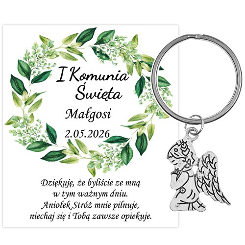 PODZIĘKOWANIE dla gości breloczek Brelok 1 KOMUNIA ŚWIĘTA ANIOŁEK PAMIĄTKA 1A-13649