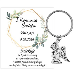 PODZIĘKOWANIE dla gości breloczek Brelok 1 KOMUNIA ŚWIĘTA ANIOŁEK PAMIĄTKA 1C-13648