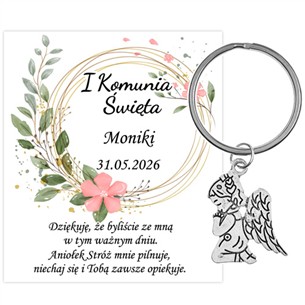 PODZIĘKOWANIE dla gości breloczek Brelok 1 KOMUNIA ŚWIĘTA ANIOŁEK PAMIĄTKA 1H-13654