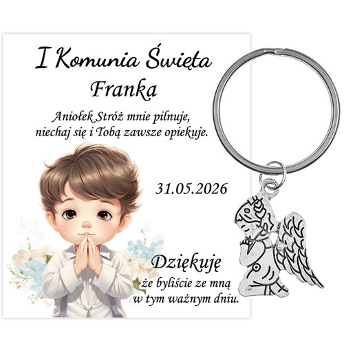 PODZIĘKOWANIE dla gości breloczek Brelok 1 KOMUNIA ŚWIĘTA ANIOŁEK PAMIĄTKA 1I-13655