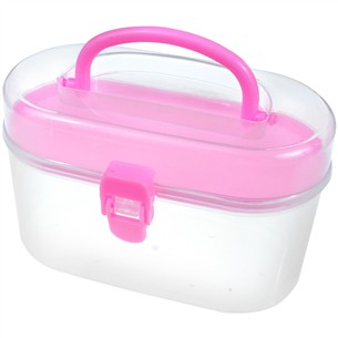 Organizer kuferek pudełko plastikowy  różowy 145x85x100mm 1szt-10806