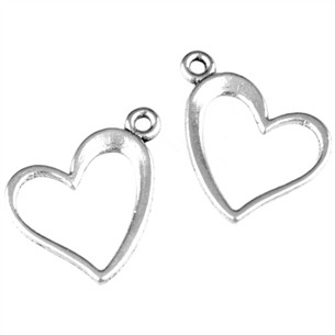 Zawieszka serce serduszko stop metalu srebrny 13x15x1mm 10szt-11190