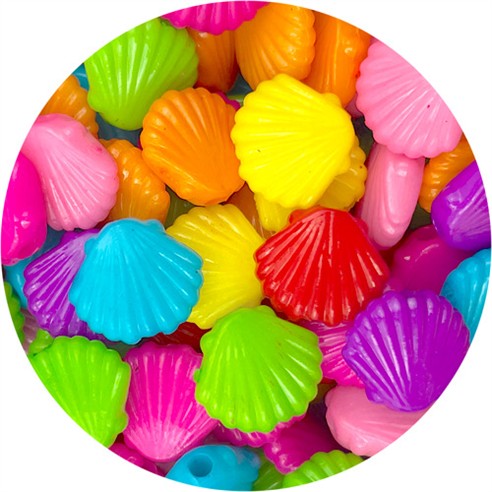 MIX koraliki muszelki małża akrylowe multikolor 12x10mm 50szt-9287
