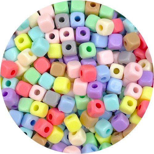 MIX koraliki kostki pastelowe akrylowe 4mm 9,9g 200szt-13115