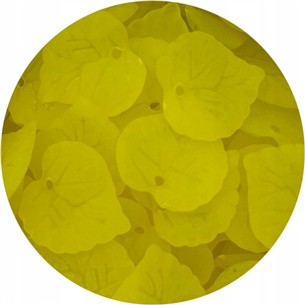 Koraliki listki mrożone frosted akrylowe żółte 16mm 25szt-6341