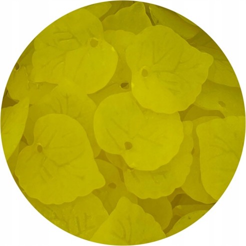 Koraliki listki mrożone frosted akrylowe żółte 16mm 25szt-6341