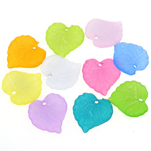 MIX koraliki listki 16mm akrylowe multikolor 16x15x2mm 50szt-8001