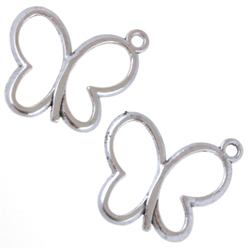 Zawieszka charms motyl motylek metalowa antyczna srebrna 17,5x19,5mm 10szt-6457